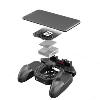 Manette de jeu sans fil MEMO DL88 à six boutons avec support pour téléphone, ABS + métal noir, pour mobiles iOS et Android