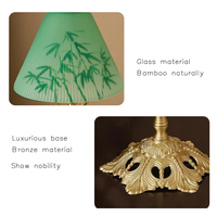 Table en bambou vert de Style chinois antique Design moderne atmosphère rétro peinte à la main cuivre DC batterie pour salon E14