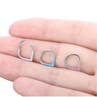 Anting-anting tulang rawan G23, tindik septum hidung, cincin segmen opal 16G, perhiasan tubuh Daith, lapis emas, untuk anak-anak, pernikahan