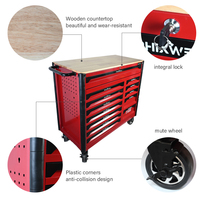 Chariot de rangement à outils robuste à 13 tiroirs en acier laminé à froid avec plan de travail en bois, personnalisable OEM/OBM PHIXWELL