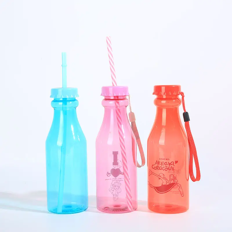 Bottiglia di plastica per bere il tè trasparente all'ingrosso bottiglia di latte 350ml Sippy bottiglia di plastica