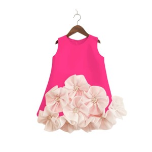 Vestido de Verano para Niñas, Diseño OEM ODM al por Mayor, sin Mangas, con Flores 3D, Línea A, con Perlas y Estambres, Ropa Infantil, Vestidos para Bebé<span class=keywords><strong>s</strong></span> - Product Image 3