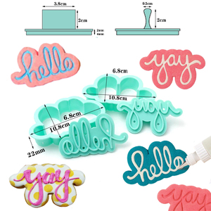 Ensemble de découpoirs et d'estampes en plastique pour biscuits « <span class=keywords><strong>Hello</strong></span> » et « Joy » – Découpoirs à fondant pour la pâtisserie, la décoration de gâteaux et les biscuits sucrés - Product Image 5