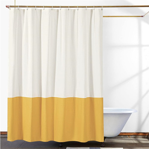 Beige and Yellow Shower Curtain 100% Cotton Textured Natural Bright Bath Mid Century Boho Vintage Shower Curtains Bathroom Decor