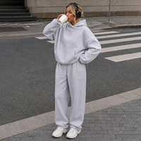 Setelan Olahraga Wanita Ukuran Besar, Hoodie dan Celana Panjang, 2 Potong, Gaya Streetwear, Athleisure, dan Santai