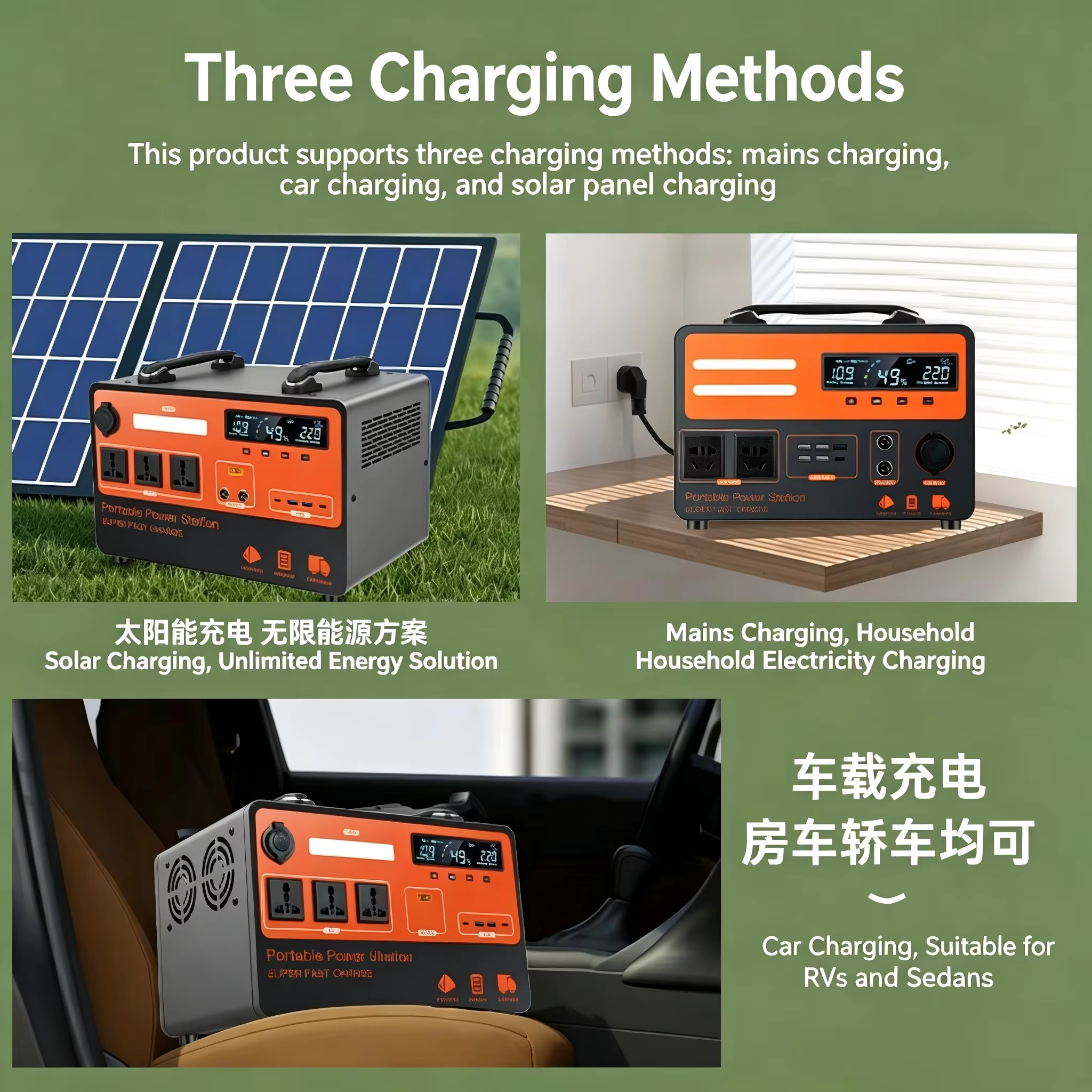 600W Portable Station LiFePO4 Solar Generator MPPT 110V/220V Pure Sine Wave Grid Car/Solar Panel Compatible 1 Year Warranty · image 3