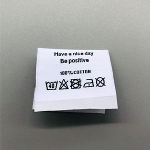 Factory Custom Name Logo <b>Cheap</b> Centerfold Woven Wash Care Labels and Neck Labels for Clothes - Product Image 1