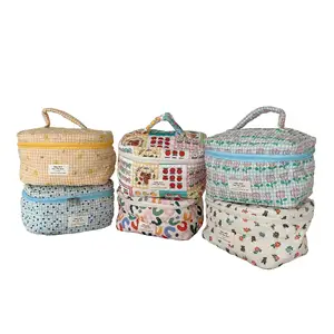 Frisse En Schattige Toilettas In Tuinstijl Katoen Met Grote Capaciteit Draagtas Make-Up Tas