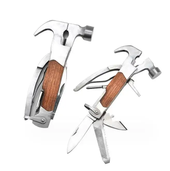 سكين جيب قابل للطي بمقبض خشبي أداة متعددة الاستخدام مطرقة مخلبية متعددة الأغراض