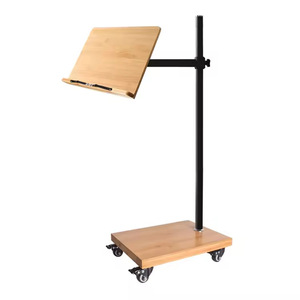 <b>Adjustable</b> Bamboo Laptop Stand With Rolling Caster Base For Home <b>Office</b> Use - Product Image 5