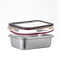 Boîte à lunch bento en acier inoxydable hermétique, design rectangulaire empilable avec couvercle en PP sans BPA