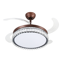Ventilateur de plafond moderne en fer LED de 42 pouces avec lumière, 3 couleurs changeantes, télécommande, minuterie, 6 vitesses pour salon