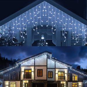 Guirlandes lumineuses LED en forme de rideau de glaçons, basse tension, fil en caoutchouc ondulé, étanches pour l'extérieur, autres fêtes, événements, décoration de mariage - Product Image 6