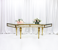 Design moderne table de mariage pour banquet en acier inoxydable en forme de S Table de luxe en acier inoxydable pour la lune Table demi-ronde en acier inoxydable