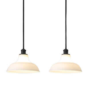 Candelabro de cúpula de escuela moderno de mediados de siglo blanco, lámpara colgante de cristal de leche para cocina, comedor, tamaños medios - Product Image 1