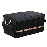 Grande boîte de rangement pliable pour coffre de voiture, en polyester imperméable de luxe, avec couvercle rigide, poignée en alliage d'aluminium et bande réfléchissante