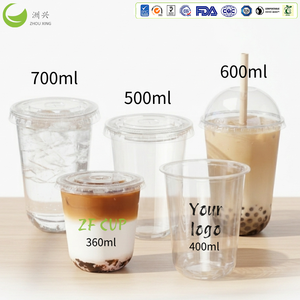 Bicchiere per Boba, Tè al Latte e Caffè con Logo Personalizzato, 300ml 360ml 400ml 500ml 600ml 700ml, Bicchiere Monouso in PET Trasparente a Forma di U con Coperchio - Product Image 2
