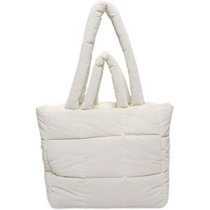 Wholesale Custom Large Capacity Puffer <b>Shoulder</b> <b>Bag</b> <b>White</b> Nylon Leather Reusable Zipper Women's Fashionable Quilted Tote - Product Image 1