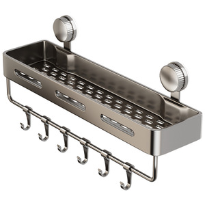 Estante de baño con ventosa, rectangular, duradero, para montar en la pared, para guardar gel de ducha, jabón y otros artículos. - Product Image 4