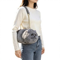 Bolso de Hombro de Gato Kawaii, Lindo Bolso de Gato de Peluche de Piel Sintética, Bolso Cruzado Novedoso, Venta al por Mayor, Logotipo Personalizado, Fábrica OEM