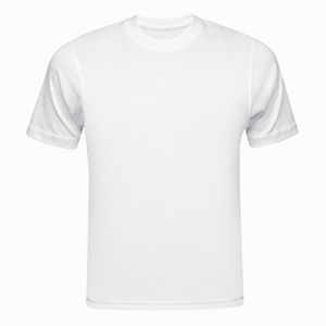 Solid Blank Knitted Crew Neck T-<b>Shirt</b> 100% Polyester Short Sleeve Breathable OEM Custom Logo <b>Silk</b> Screen Printing Unisex <b>Men</b> - Product Image 1