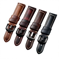 Bracelet de montre en cuir véritable ciré à la main 20 22 24 26 mm pour homme, à libération rapide, style vintage, remplacement personnalisé OEM
