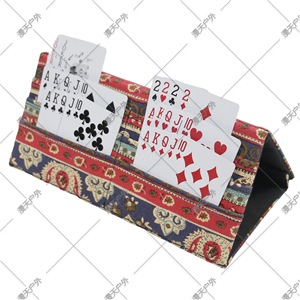 Porta cartas de juego portátil de tres capas, de tela, estilo étnico, plegable para juegos de cartas - Product Image 1