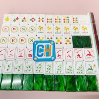 Nouvel ensemble de tuiles de mahjong de luxe avec dos émeraude, lettres directionnelles et graphismes numérotés pour le jeu familial de mahjong
