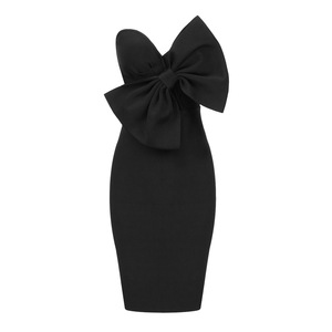 2023 Mulheres Slim V-Neck Preto Branco Senior Vestido Fenda Irregular Malha Saia Apertada Vestidos De Gala Novo Vestido De Noite - Product Image 6