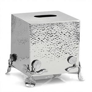 Boîte à mouchoirs en métal avec motif feuille, boîte à serviettes décorative de table, anti-rouille, facile à transporter, personnalisable, distributeur de mouchoirs pour salle de bain - Product Image 1