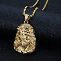 Nouveau Collier Pendentif Tête Humaine en Acier Inoxydable Plaqué Or CZ Tendance Hip Hop 2026 Bijoux de Mode Vente en Gros