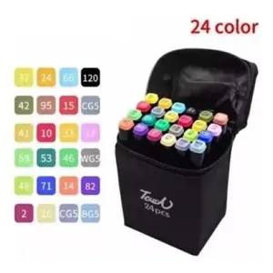 24 pezzi per pennarelli artistici a doppio tocco pennarelli in plastica colorata con inchiostro permanente a base d'acqua per la scrittura di carta, pennarello con Logo personalizzato - Product Image 3