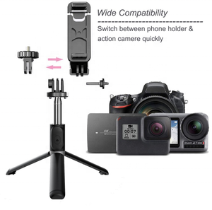 Perche à <span class=keywords><strong>Selfie</strong></span> <span class=keywords><strong>Q02</strong></span> 4 en 1, trépied rétractable, 103cm, avec télécommande sans fil BT, Rotation de 360 degrés, support de téléphone, extensible - Product Image 6