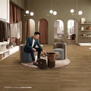 Azulejos de Porcelana con Aspecto de Madera Rústica Marrón, 2x4 Pies, Superficie Brillante, para Interiores Residenciales de Primera Calidad, Pisos y Paredes - Product Image 2
