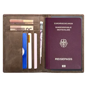 असली लेदर पासपोर्ट धारक पुरुष असली काउहाइड फोलियो लेदर पासपोर्ट कार्ड वीज़ा कवर