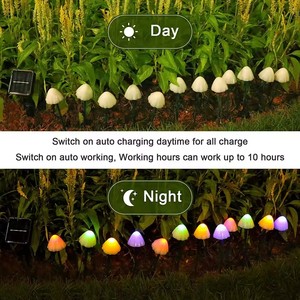 10 LED <b>Solar</b> Mushroom Lights Outdoor Waterproof Decorative Street Lights for Lawn Garden Patio Christmas Holiday Decoration - Product Image 2