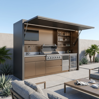 Cuisine extérieure écologique avec barbecue à gaz et abri, multifonctionnelle, en acier inoxydable, pour jardin