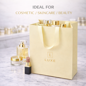 Sac cadeau en papier pour emballage de produits de beauté, pour les vendeurs en ligne, sac de transport blanc avec poignée souple, taille et logo personnalisés - Product Image 4