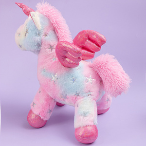<span class=keywords><strong>Licorne</strong></span> en peluche avec fourrure dégradée rose-bleu rêveuse, étoiles brillantes et ailes scintillantes - Jouet doux pour filles, cadeau d'anniversaire - Product Image 5