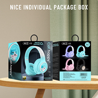 Headphone Stereo Bass Nirkabel Bluetooth AKZ-08 TF BT On-ear & Over-ear Desain Kucing Lucu Kreatif Lipat Gaming TWS