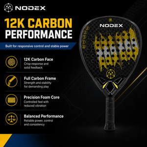 ไม้พายหัวคาร์บอนไฟเบอร์12K ที่มีน้ำหนักเบาทนทานสำหรับ <span class=keywords><strong>padel</strong></span> POP TENNIS การควบคุมพลังงานสูงสุดไนลอน - Product Image 4