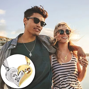 Collares de Pareja de Acero Inoxidable <span class=keywords><strong>con</strong></span> Colgantes de Corazones Entrelazados, Grabado de Te Amo, para Chicas y Chicos, Día de San Valentín - Product Image 4