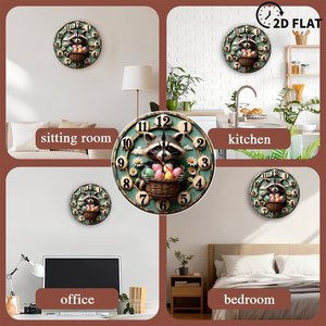 Round Wooden <b>Wall</b> <b>Clock</b> 25Cm Antique Wood Texture <b>Silent</b> Non Ticking Cafe Bar Hanging <b>Clock</b> - Product Image 3