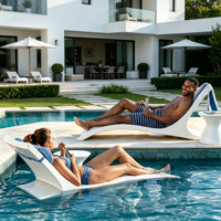 Chaise longue en plastique PE recyclable pour piscine, transat de piscine, chaise de plage, chaise de piscine pour hôtel, complexe hôtelier, villa, terrasse extérieure