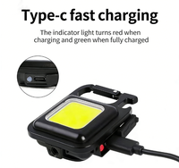 Lampu Gantungan Kunci LED COB Isi Ulang USB, Aluminium Alloy Tahan Air Multifungsi Mini Darurat Portabel Magnetik