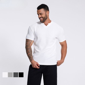 <span class=keywords><strong>Camiseta</strong></span> Deportiva de Algodón 100% para <span class=keywords><strong>Hombre</strong></span>, 280 g/m², Holgada, Antiarrugas, Transpirable, de Secado Rápido, Cuello en V, con <span class=keywords><strong>Hombreras</strong></span> Estructuradas - Product Image 1