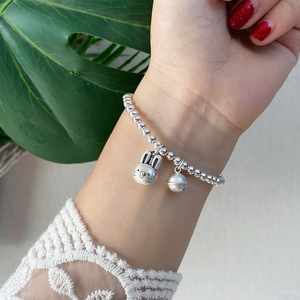 S925 Sterling <b>Silver</b> Rabbit Charm Bracelet With Bell Women's Gift Jewelry 925 <b>Silver</b> <b>Beads</b> Cartoon Animal Zodiac Design - Product Image 4