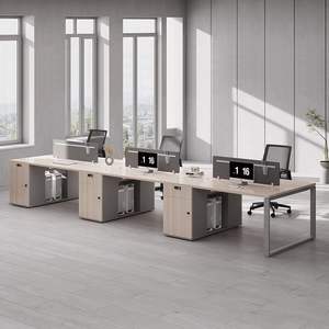 Escritorio de Oficina Moderno Combinado con Cajones, Estructura Metálica, Uso Comercial, Estación de Trabajo con Separación para Seis Personas - Product Image 2