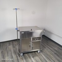Carrito Médico Multifuncional Moderno de Acero Inoxidable, Carrito de Enfermería para Hospital, Poste para Suero Intravenoso, Cajones con Cerradura, Gabinete con 4 Ruedas