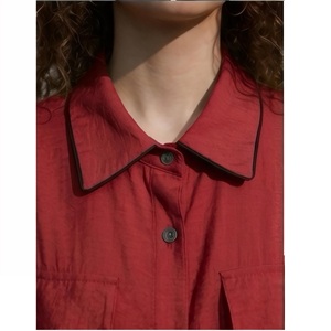 Camisa de mezclilla modal de punto oversize para mujer, manga larga, ajuste holgado, estilo casual, ropa urbana ecológica, logotipo personalizado OEM ODM - Product Image 3